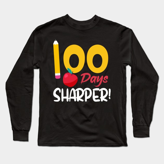 100 Days Sharper Funny School Boys Girls Kids Gift 100 Days Of School Long Sleeve T-Shirt by uglygiftideas